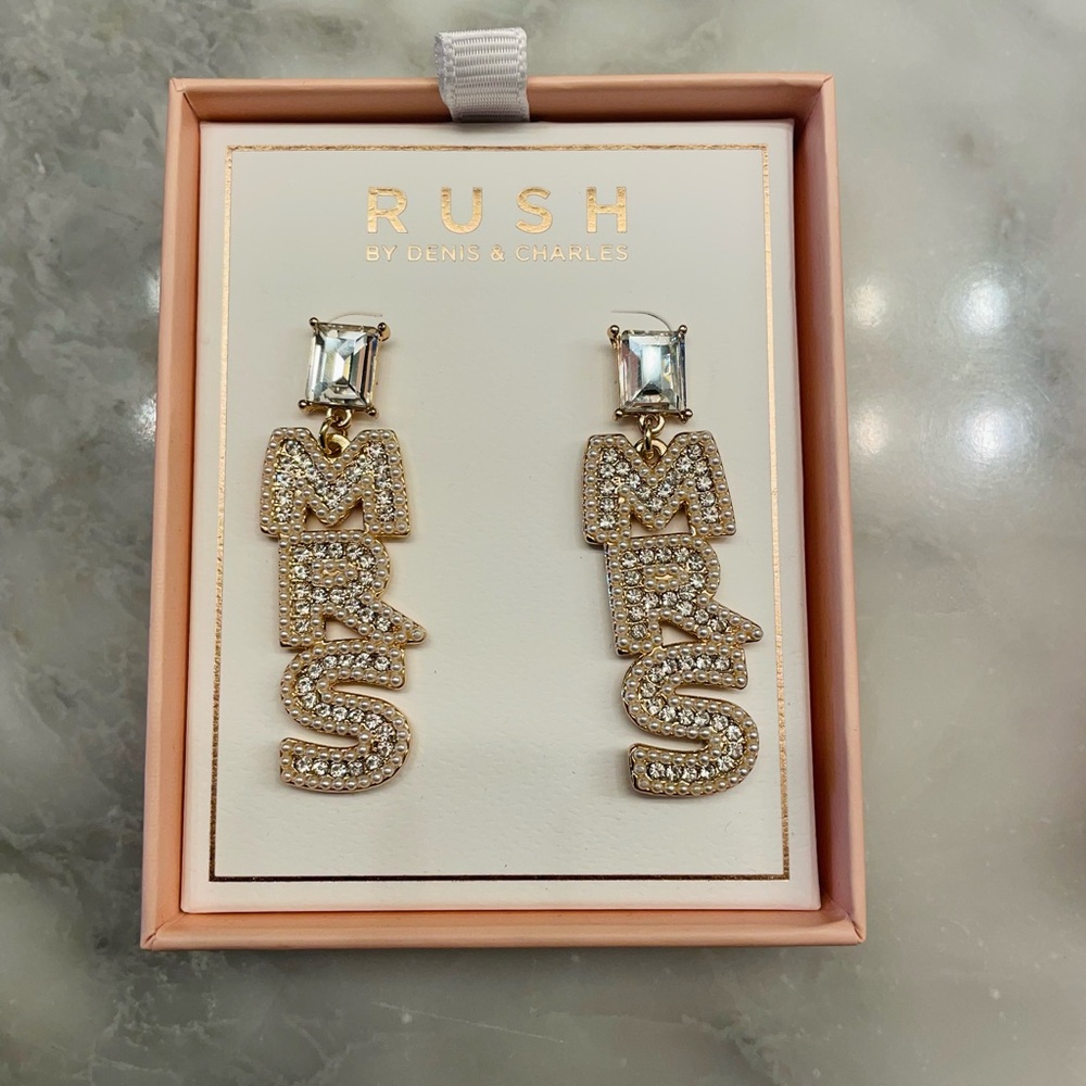 Bridal 'MRS' Crystal Drop Earrings